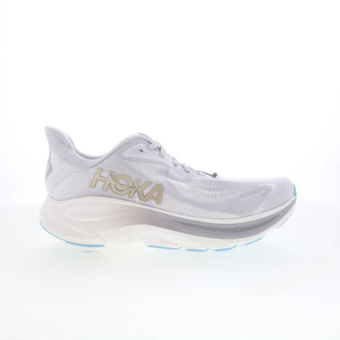 Hoka Clifton 10 1162031-AYF Womens Gray Canvas Lace Up Athletic Running Shoes