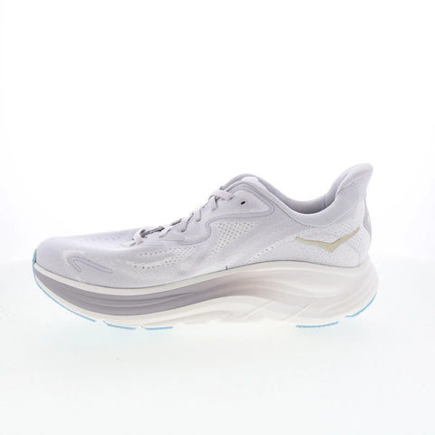 Hoka Clifton 10 1162031-AYF Womens Gray Canvas Lace Up Athletic Running Shoes