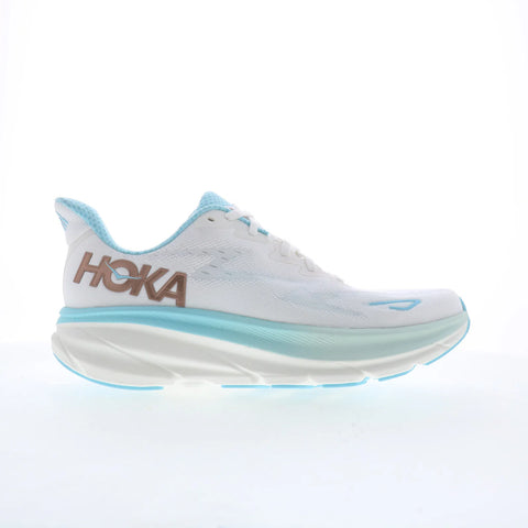 Hoka Clifton 9 1127896-FTRS Womens White Mesh Lace Up Athletic Running Shoes
