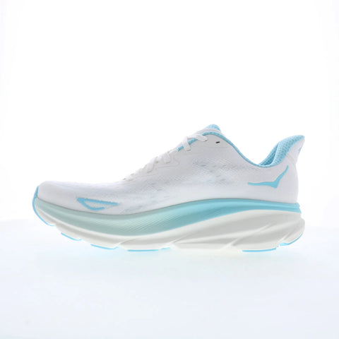 Hoka Clifton 9 1127896-FTRS Womens White Mesh Lace Up Athletic Running Shoes