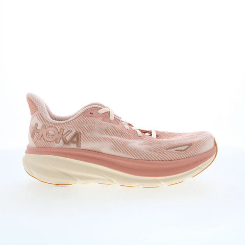 Hoka Clifton 9 1127896-SNC Womens Pink Canvas Lace Up Athletic Running Shoes