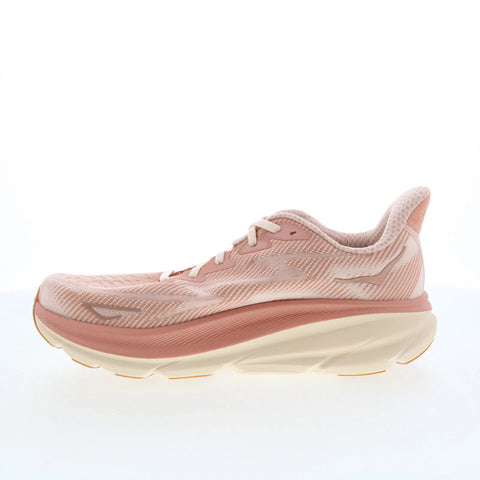 Hoka Clifton 9 1127896-SNC Womens Pink Canvas Lace Up Athletic Running Shoes