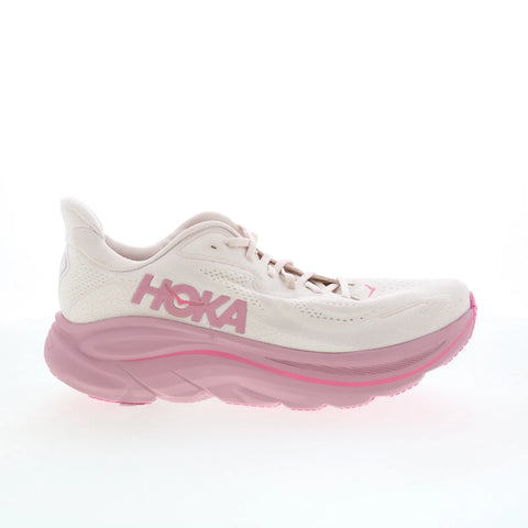 Hoka Clifton 10 1162031-RMD Womens Beige Mesh Lace Up Athletic Running Shoes