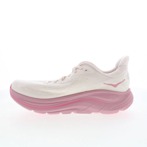 Hoka Clifton 10 1162031-RMD Womens Beige Mesh Lace Up Athletic Running Shoes