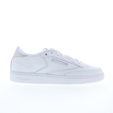 Reebok Club C 85 Womens White Leather Lace Up Lifestyle Sneakers Shoes