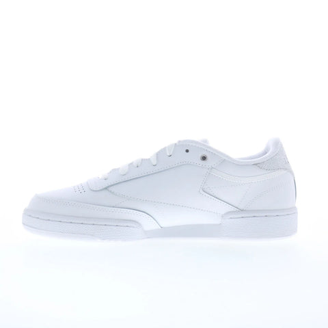 Reebok Club C 85 Womens White Leather Lace Up Lifestyle Sneakers Shoes