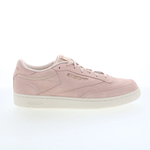Reebok Club C 85 Mens Pink Suede Lace Up Lifestyle Sneakers Shoes