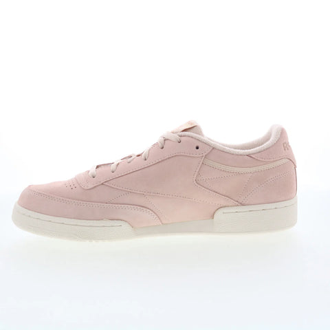 Reebok Club C 85 Mens Pink Suede Lace Up Lifestyle Sneakers Shoes