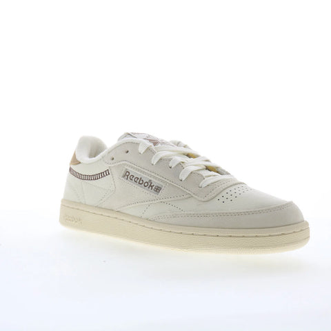 Reebok Club C 85 Vintage Womens Beige Leather Lifestyle Sneakers Shoes