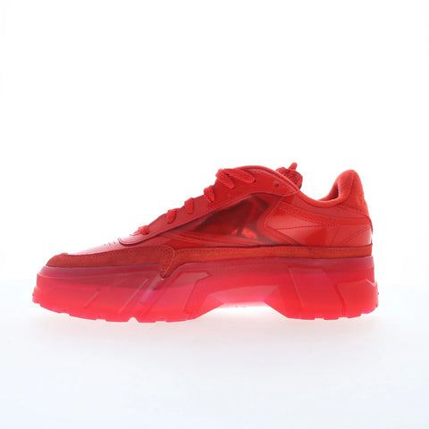 Reebok Club C Cardi Womens Red Synthetic Lace Up Lifestyle Sneakers Shoes