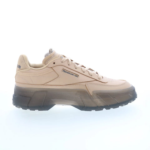 Reebok Club C Cardi Womens Beige Leather Lace Up Lifestyle Sneakers Shoes
