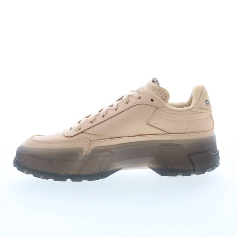 Reebok Club C Cardi Womens Beige Leather Lace Up Lifestyle Sneakers Shoes