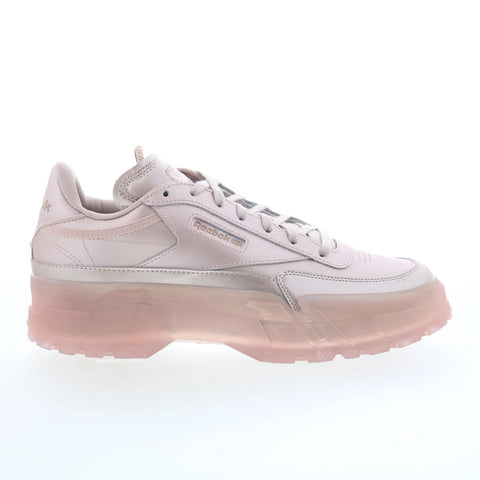 Reebok Club C Cardi Womens Pink Leather Lace Up Lifestyle Sneakers Shoes