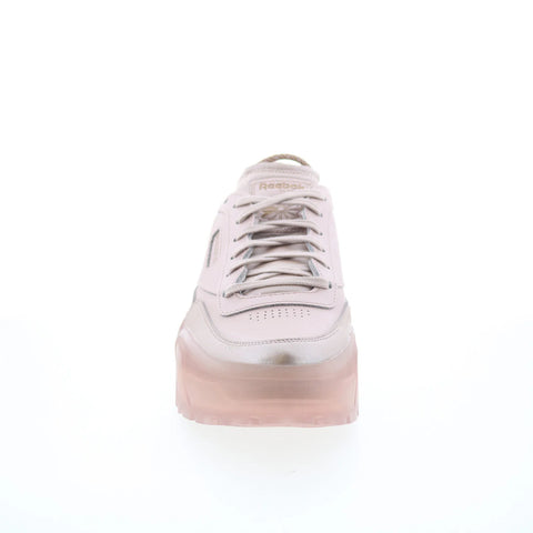 Reebok Club C Cardi Womens Pink Leather Lace Up Lifestyle Sneakers Shoes
