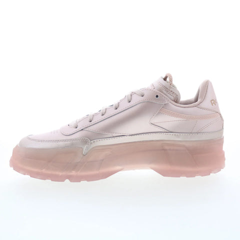 Reebok Club C Cardi Womens Pink Leather Lace Up Lifestyle Sneakers Shoes