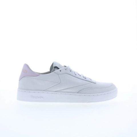 Reebok Club C Clean Womens Gray Leather Lace Up Lifestyle Sneakers Shoes