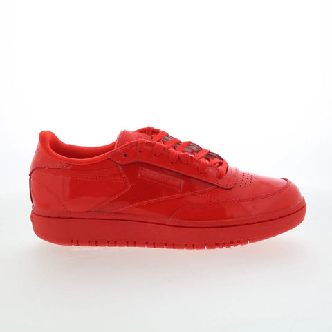 Reebok Club C Double Womens Red Patent Leather Lifestyle Sneakers Shoes