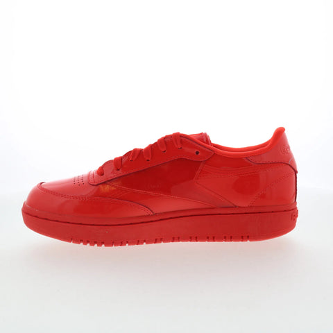 Reebok Club C Double Womens Red Patent Leather Lifestyle Sneakers Shoes