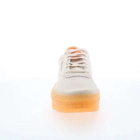 Reebok Club C Double Geo Womens Beige Leather Lifestyle Sneakers Shoes