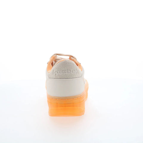 Reebok Club C Double Geo Womens Beige Leather Lifestyle Sneakers Shoes