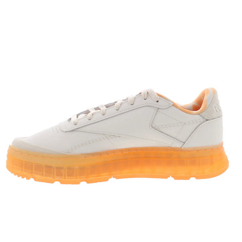 Reebok Club C Double Geo Womens Beige Leather Lifestyle Sneakers Shoes