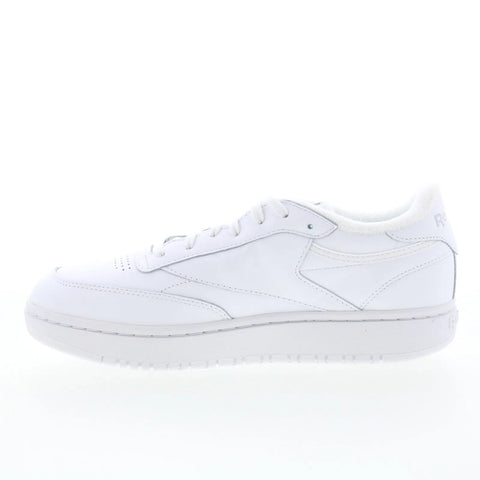 Reebok Club C Double Womens White Leather Lace Up Lifestyle Sneakers Shoes