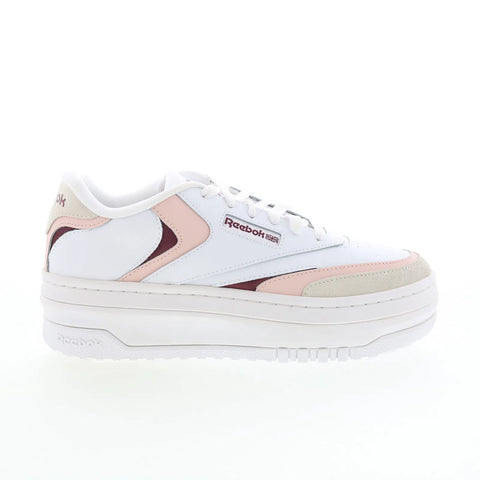 Reebok Club C Extra Womens White Leather Lace Up Lifestyle Sneakers Shoes