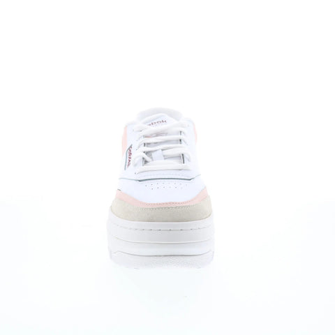 Reebok Club C Extra Womens White Leather Lace Up Lifestyle Sneakers Shoes