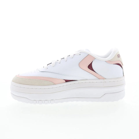 Reebok Club C Extra Womens White Leather Lace Up Lifestyle Sneakers Shoes