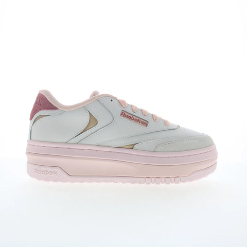 Reebok Club C Extra Womens Gray Leather Lace Up Lifestyle Sneakers Shoes