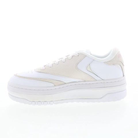 Reebok Club C Extra Womens White Leather Lace Up Lifestyle Sneakers Shoes