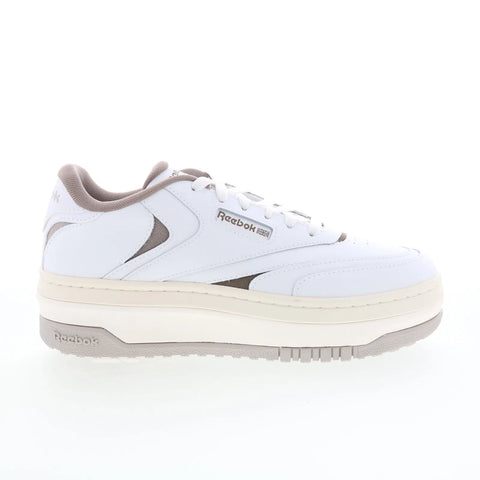 Reebok Club C Extra Womens White Leather Lace Up Lifestyle Sneakers Shoes