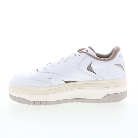 Reebok Club C Extra Womens White Leather Lace Up Lifestyle Sneakers Shoes