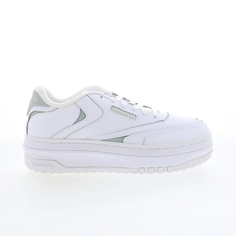 Reebok Club C Extra Womens White Leather Lace Up Lifestyle Sneakers Shoes