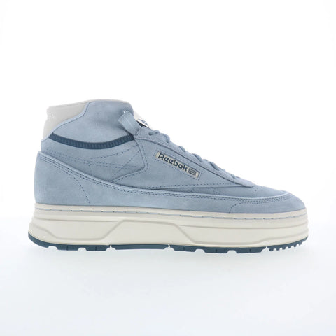 Reebok Club C Geo Mid Womens Blue Suede Lace Up Lifestyle Sneakers Shoes