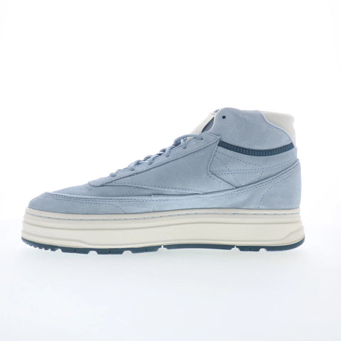 Reebok Club C Geo Mid Womens Blue Suede Lace Up Lifestyle Sneakers Shoes