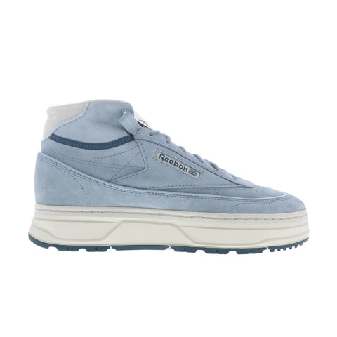 Reebok Club C Geo Mid Womens Blue Suede Lace Up Lifestyle Sneakers Shoes