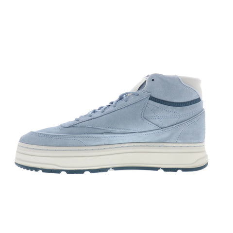 Reebok Club C Geo Mid Womens Blue Suede Lace Up Lifestyle Sneakers Shoes