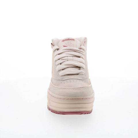 Reebok Club C Geo Mid Womens Beige Leather Lace Up Lifestyle Sneakers Shoes