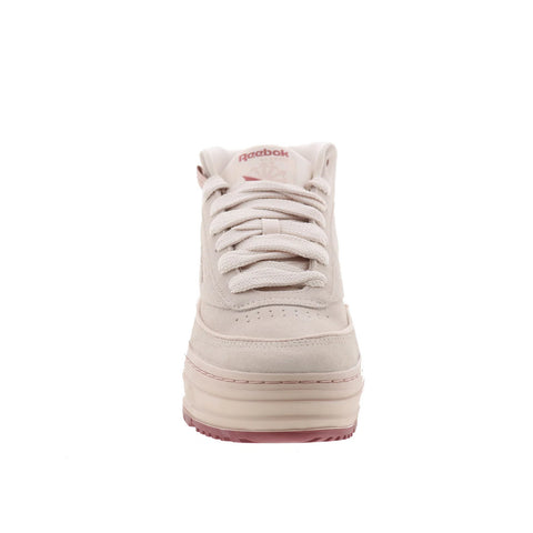 Reebok Club C Geo Mid Womens Beige Leather Lace Up Lifestyle Sneakers Shoes