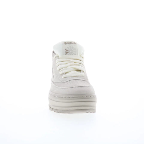 Reebok Club C Geo Mid Womens Beige Suede Lace Up Lifestyle Sneakers Shoes