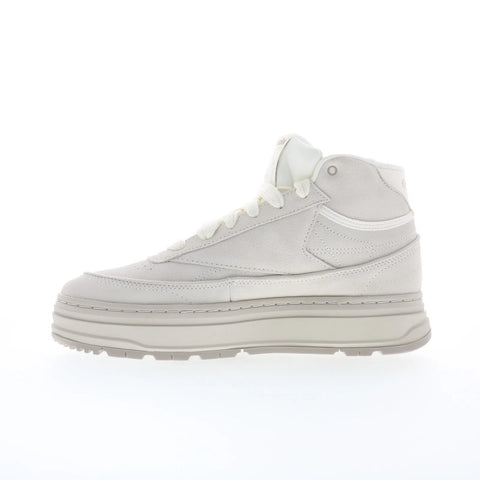 Reebok Club C Geo Mid Womens Beige Suede Lace Up Lifestyle Sneakers Shoes
