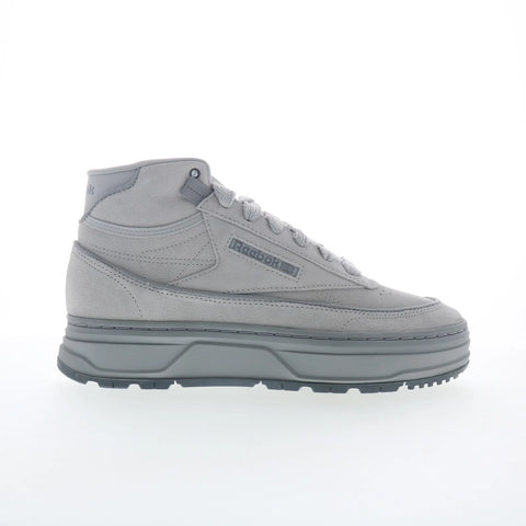 Reebok Club C Geo Mid Womens Gray Suede Lace Up Lifestyle Sneakers Shoes