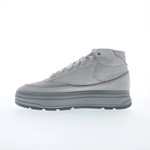 Reebok Club C Geo Mid Womens Gray Suede Lace Up Lifestyle Sneakers Shoes