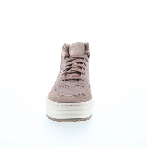 Reebok Club C Geo Mid Womens Gray Leather Lifestyle Sneakers Shoes