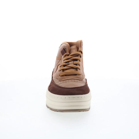 Reebok Club C Geo Mid Womens Brown Leather Lace Up Lifestyle Sneakers Shoes