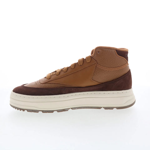 Reebok Club C Geo Mid Womens Brown Leather Lace Up Lifestyle Sneakers Shoes