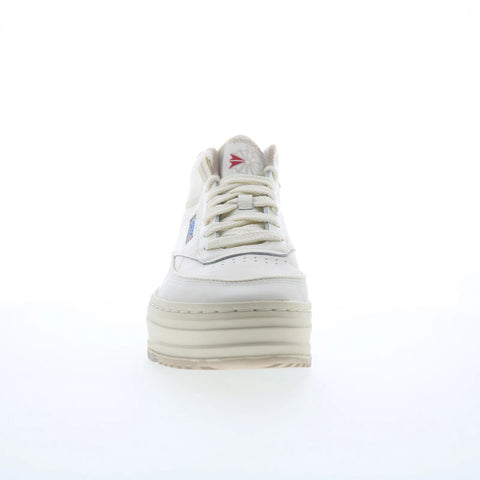 Reebok Club C Geo Mid Womens White Leather Lace Up Lifestyle Sneakers Shoes