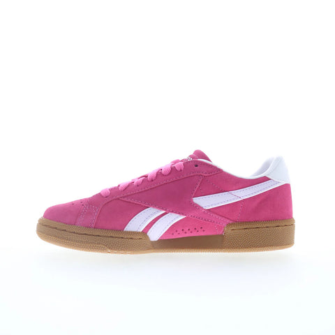 Reebok Club C Grounds UK Womens Pink Suede Lace Up Lifestyle Sneakers Shoes