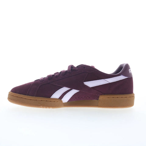 Reebok Club C Grounds UK Womens Red Suede Lace Up Lifestyle Sneakers Shoes